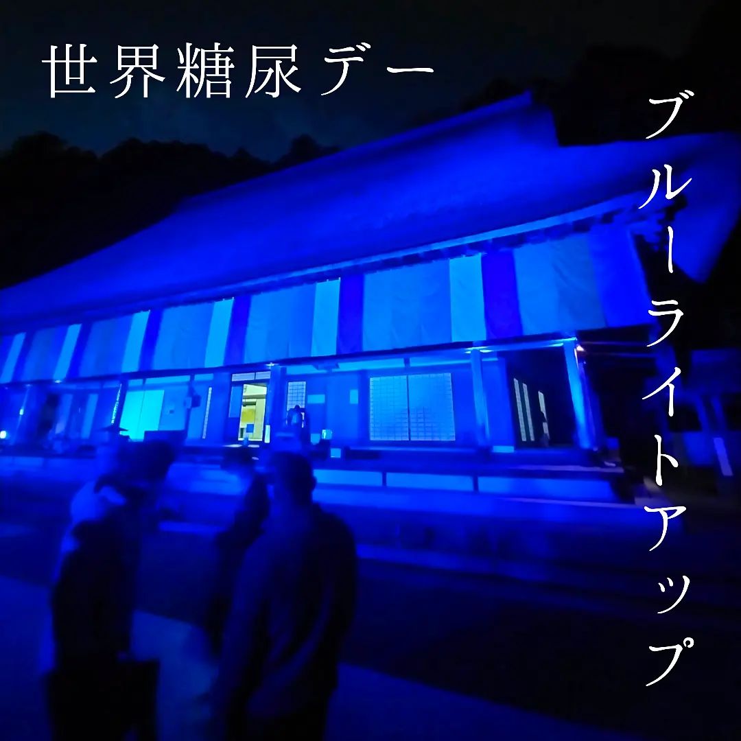 昨夜はご祈祷のあと、ブルーライトアップのカウントダウンをしました11月14日は世界糖尿病デー糖尿病の正しい知識と理解を呼びかけるイベントです永源寺の本堂がブルーに染まりました